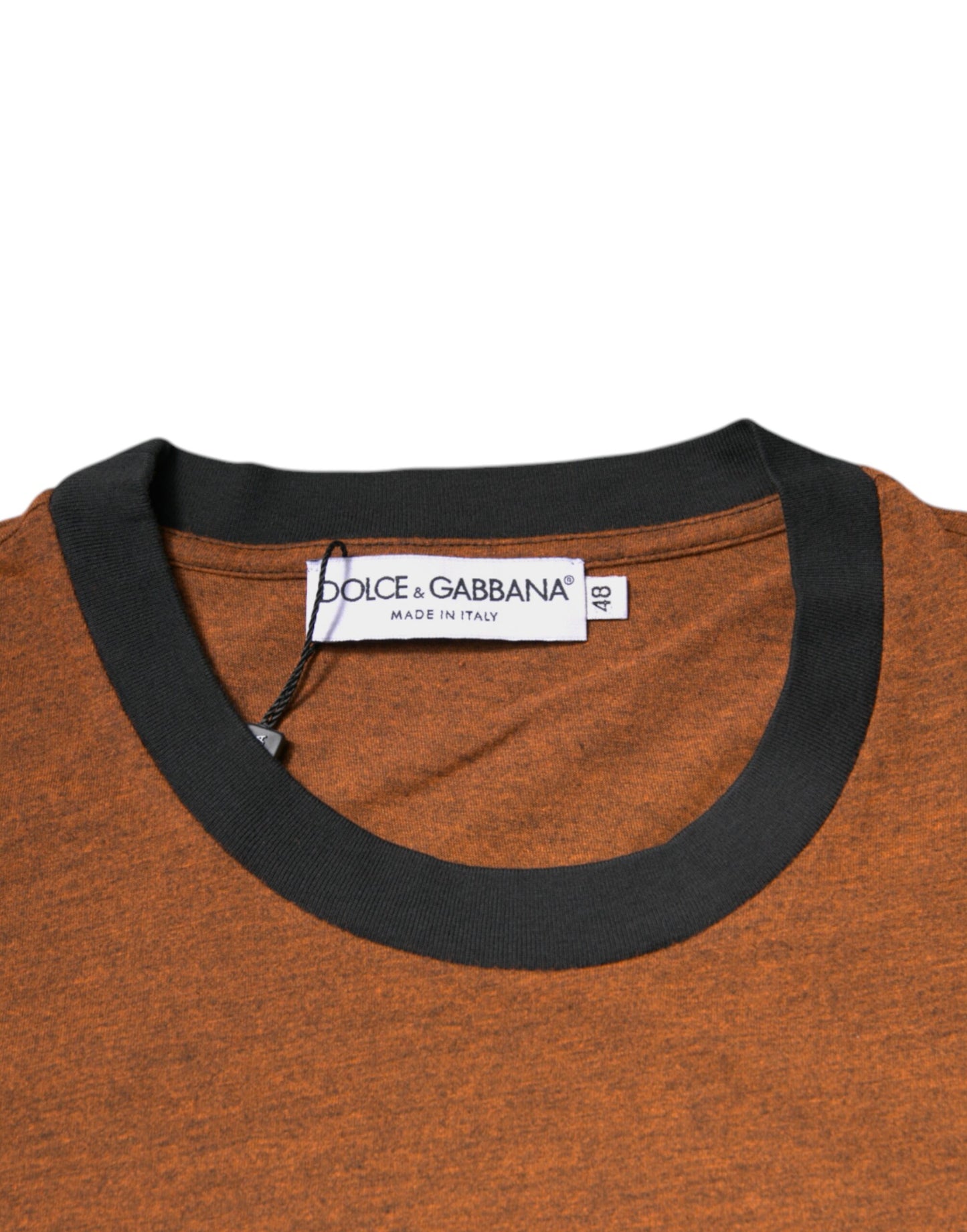 Camiseta de cuello redondo de poliéster con logotipo DG marrón de Dolce &amp; Gabbana