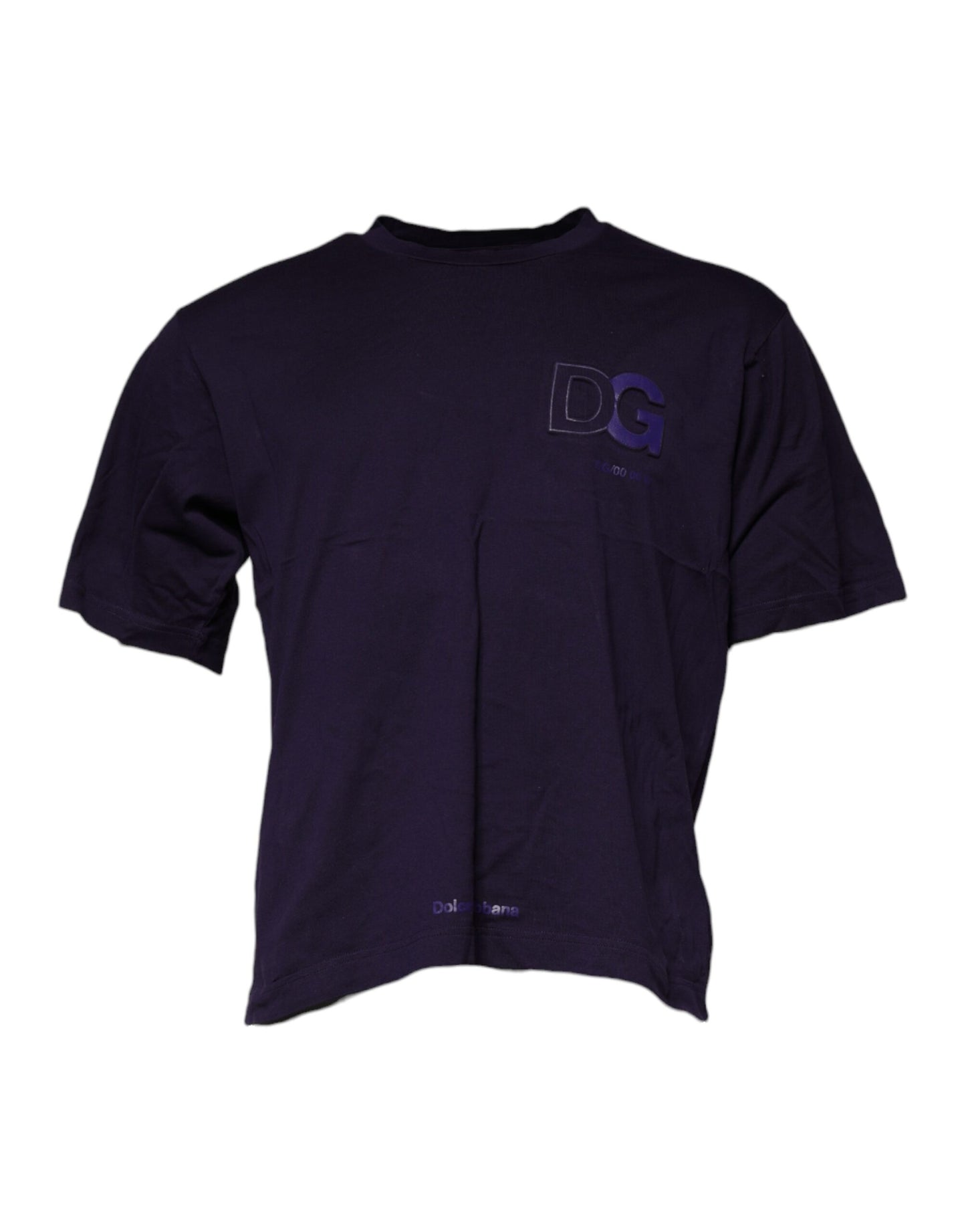 Dolce &amp; Gabbana Camiseta morada de algodón con cuello redondo y logo DG