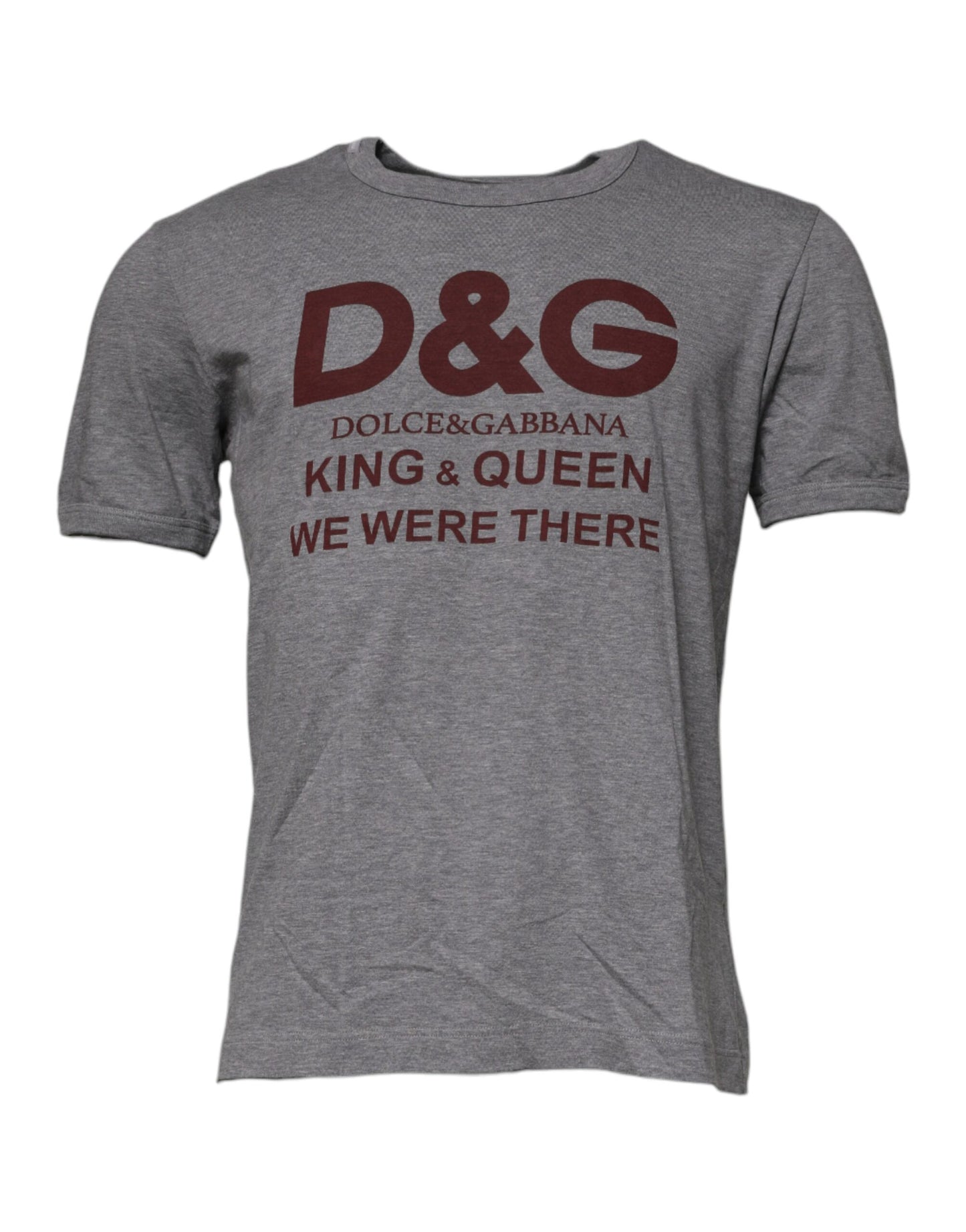 Camiseta de algodón con cuello redondo y estampado de logotipo gris de Dolce &amp; Gabbana para hombre