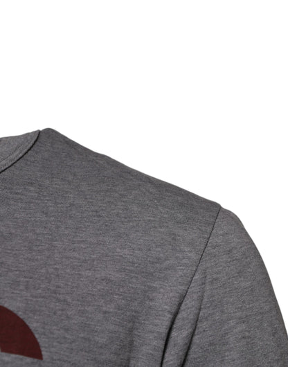 Camiseta de algodón con cuello redondo y estampado de logotipo gris de Dolce &amp; Gabbana para hombre
