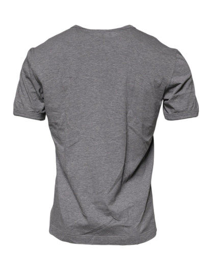 Camiseta de algodón con cuello redondo y estampado de logotipo gris de Dolce &amp; Gabbana para hombre