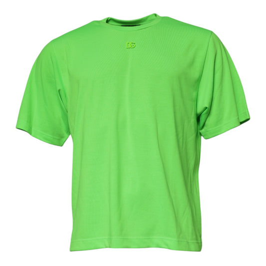 Camiseta de poliéster con cuello redondo y logotipo verde de Dolce &amp; Gabbana