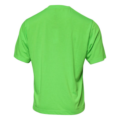 Camiseta de poliéster con cuello redondo y logotipo verde de Dolce &amp; Gabbana
