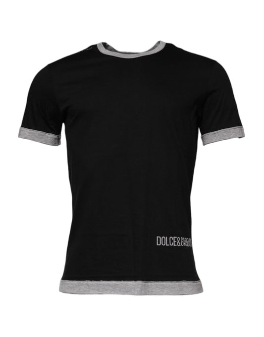 Camiseta Dolce &amp; Gabbana de algodón con cuello redondo y logotipo negro para hombre