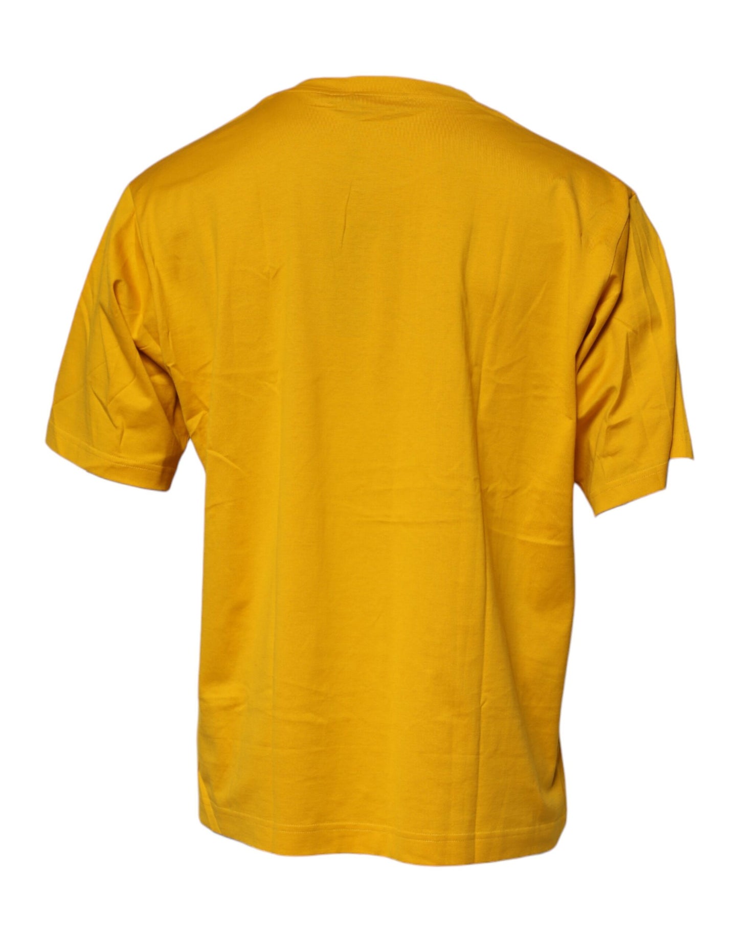 Camiseta de algodón con cuello redondo y logotipo amarillo oscuro de Dolce &amp; Gabbana para hombre