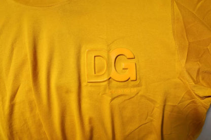 Camiseta de algodón con cuello redondo y logotipo amarillo oscuro de Dolce &amp; Gabbana para hombre