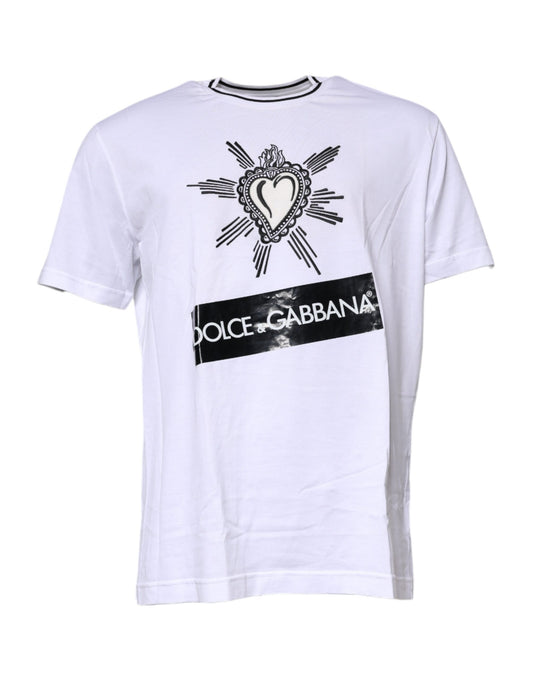 Dolce & Gabbana White Sacred Heart Short Sleeve T-shirt – IT56 | XXL par Dolce & Gabbana | Disponible sur Sandy Store ByNet