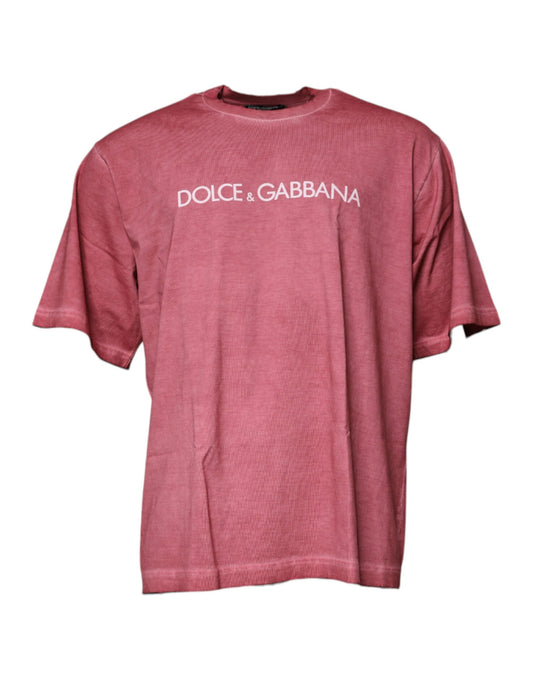 Dolce & Gabbana Pink Logo Print Cotton Crew Neck T-shirt – IT56 | XXL par Dolce & Gabbana | Disponible sur Sandy Store ByNet