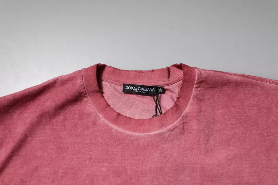 Dolce & Gabbana Pink Logo Print Cotton Crew Neck T-shirt – IT56 | XXL par Dolce & Gabbana | Disponible sur Sandy Store ByNet