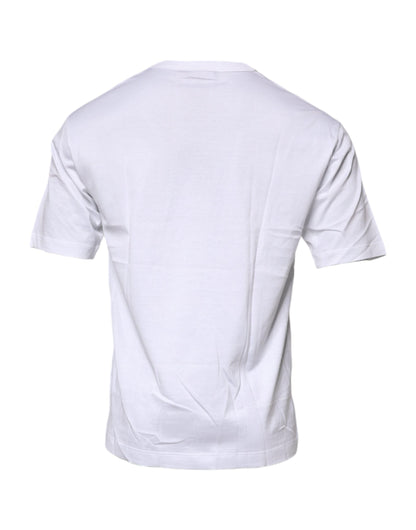 Camiseta de algodón con cuello redondo y estampado floral blanco de Dolce &amp; Gabbana