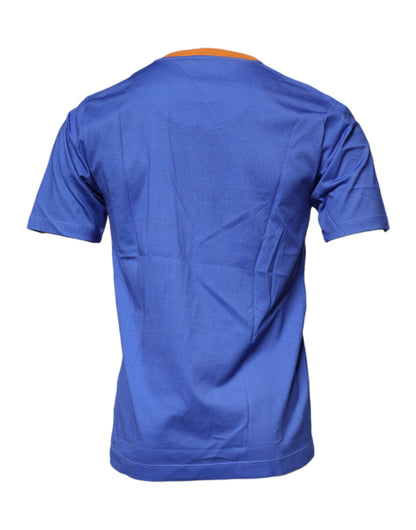 Camiseta de algodón con cuello redondo y estampado gráfico azul de Dolce &amp; Gabbana