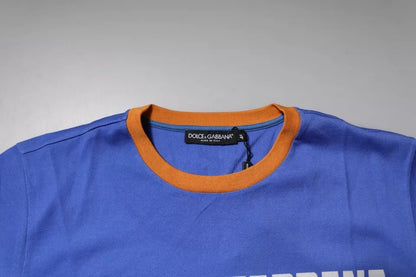 Camiseta de algodón con cuello redondo y estampado gráfico azul de Dolce &amp; Gabbana