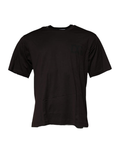 Dolce & Gabbana Dark Brown Logo Cotton Crew Neck T-shirt – IT48 | M par Dolce & Gabbana | Disponible sur Sandy Store ByNet