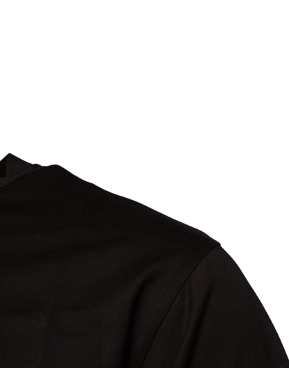 Camiseta de algodón con cuello redondo y logotipo en marrón oscuro de Dolce &amp; Gabbana