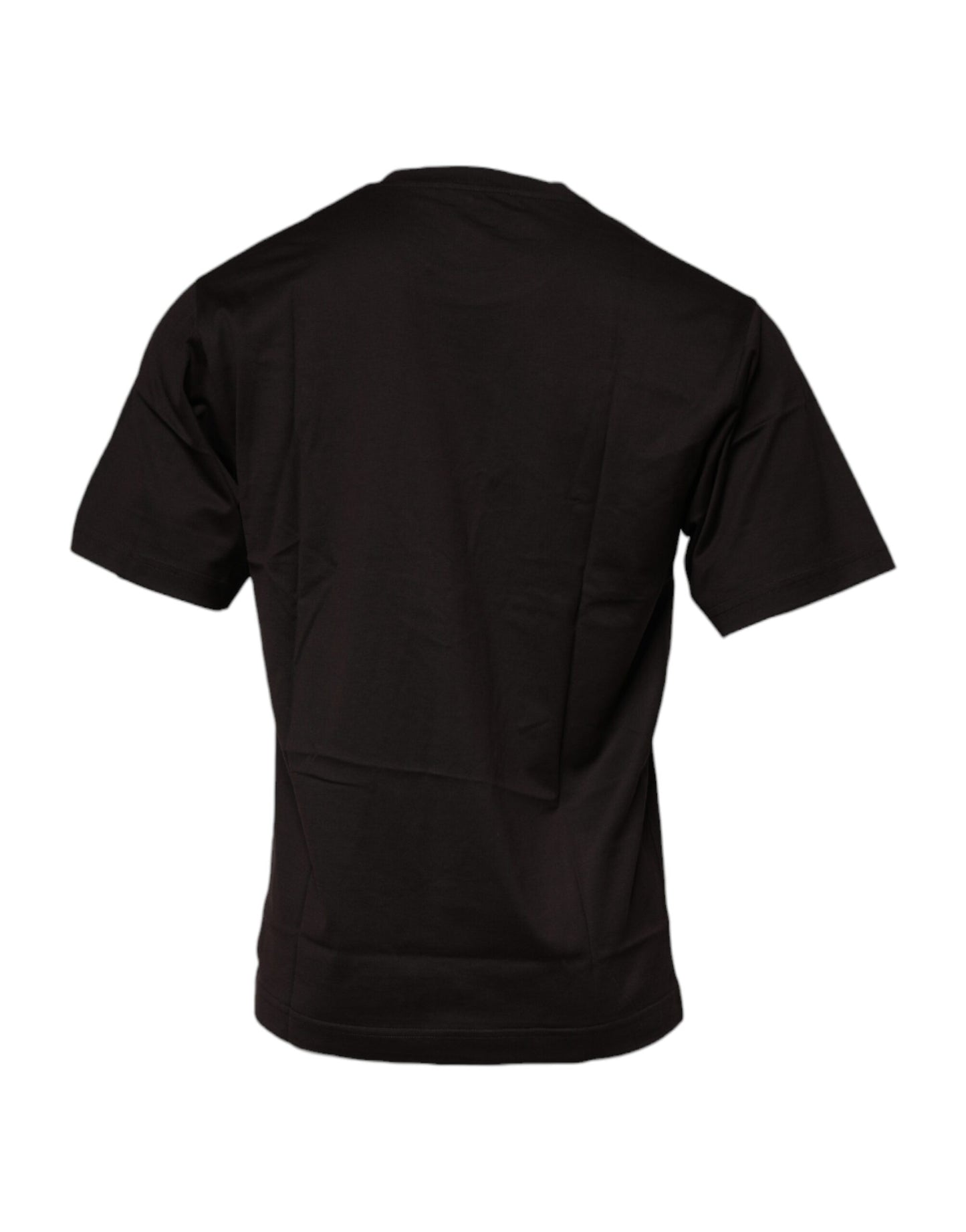 Camiseta de algodón con cuello redondo y logotipo en marrón oscuro de Dolce &amp; Gabbana
