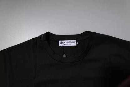 Camiseta de algodón con cuello redondo y logotipo en marrón oscuro de Dolce &amp; Gabbana
