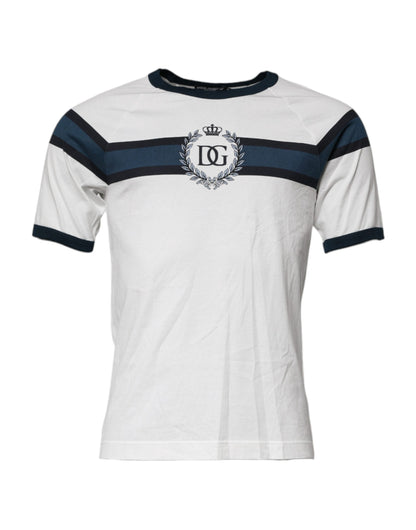 Dolce & Gabbana White Logo Print Cotton Men Crew Neck T-shirt – IT46 | S par Dolce & Gabbana | Disponible sur Sandy Store ByNet