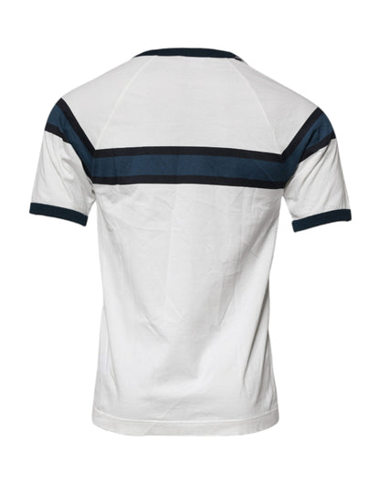 Dolce & Gabbana White Logo Print Cotton Men Crew Neck T-shirt – IT46 | S par Dolce & Gabbana | Disponible sur Sandy Store ByNet