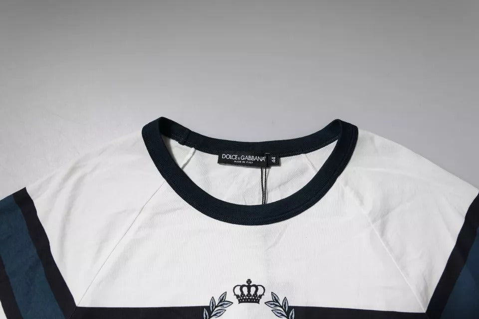 Dolce & Gabbana White Logo Print Cotton Men Crew Neck T-shirt – IT46 | S par Dolce & Gabbana | Disponible sur Sandy Store ByNet