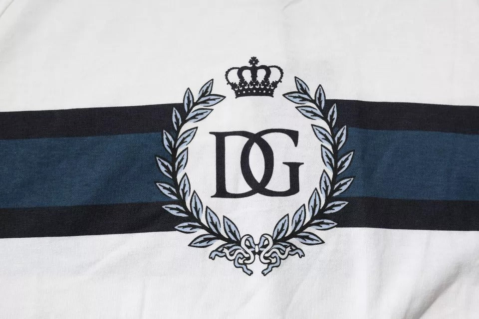 Dolce & Gabbana White Logo Print Cotton Men Crew Neck T-shirt – IT46 | S par Dolce & Gabbana | Disponible sur Sandy Store ByNet