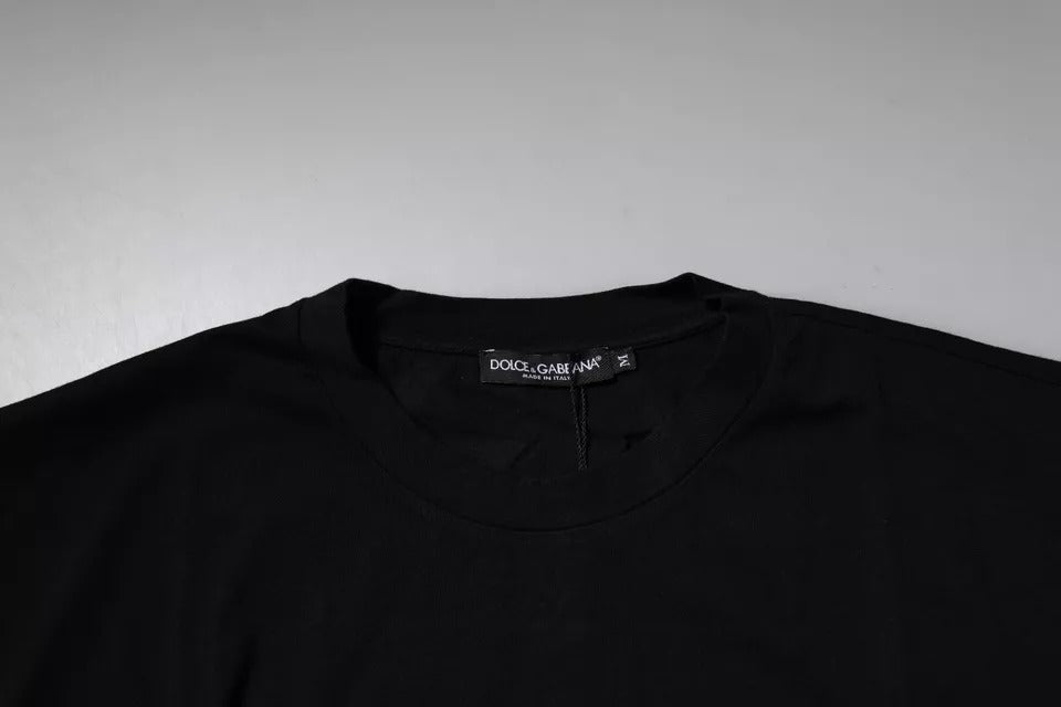 Dolce & Gabbana Black Amore Leopard Cotton Crew Neck T-shirt – IT44 | XS par Dolce & Gabbana | Disponible sur Sandy Store ByNet