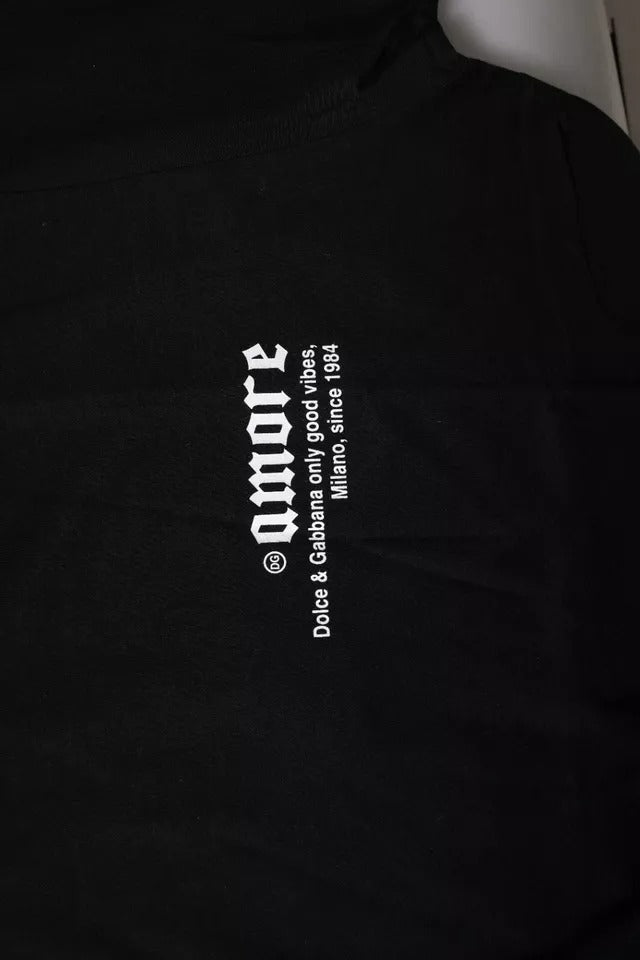 Dolce & Gabbana Black Amore Leopard Cotton Crew Neck T-shirt – IT44 | XS par Dolce & Gabbana | Disponible sur Sandy Store ByNet