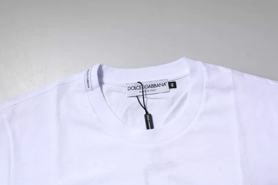 Dolce & Gabbana White Logo Plaque Cotton Crew Neck T-shirt – IT44 | XS par Dolce & Gabbana | Disponible sur Sandy Store ByNet