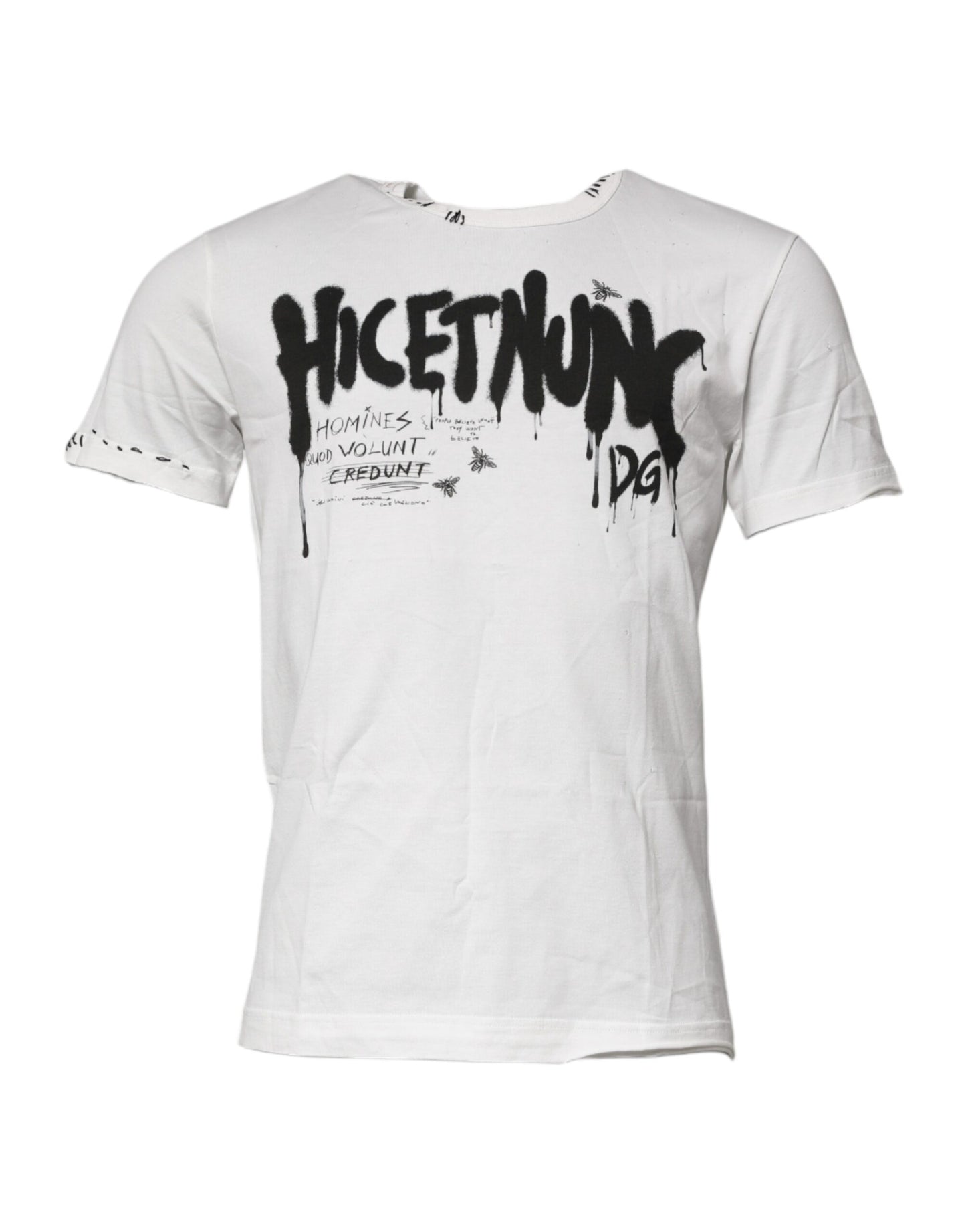 Dolce & Gabbana White Graphic Print Cotton Crew Neck T-shirt – IT46 | S par Dolce & Gabbana | Disponible sur Sandy Store ByNet