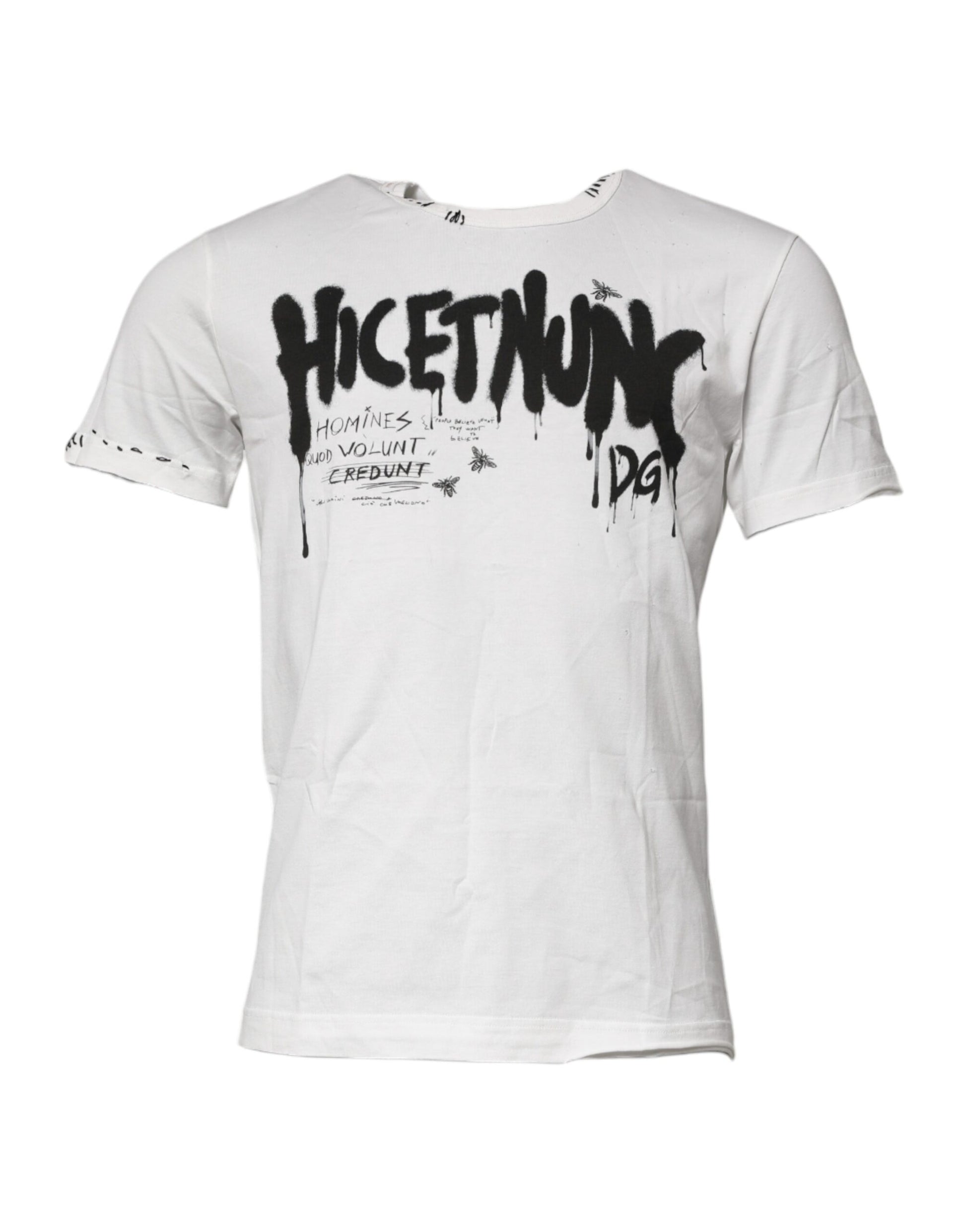 Dolce & Gabbana White Graphic Print Cotton Crew Neck T-shirt – IT46 | S par Dolce & Gabbana | Disponible sur Sandy Store ByNet