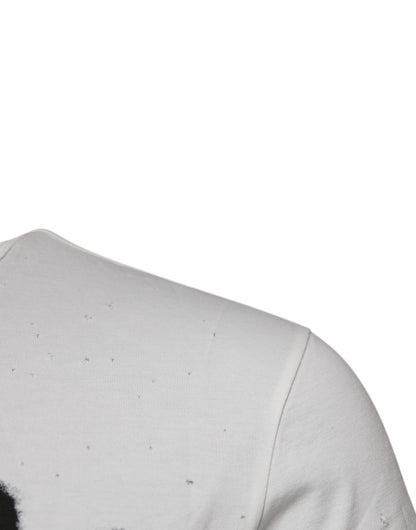 Dolce & Gabbana White Graphic Print Cotton Crew Neck T-shirt – IT46 | S par Dolce & Gabbana | Disponible sur Sandy Store ByNet