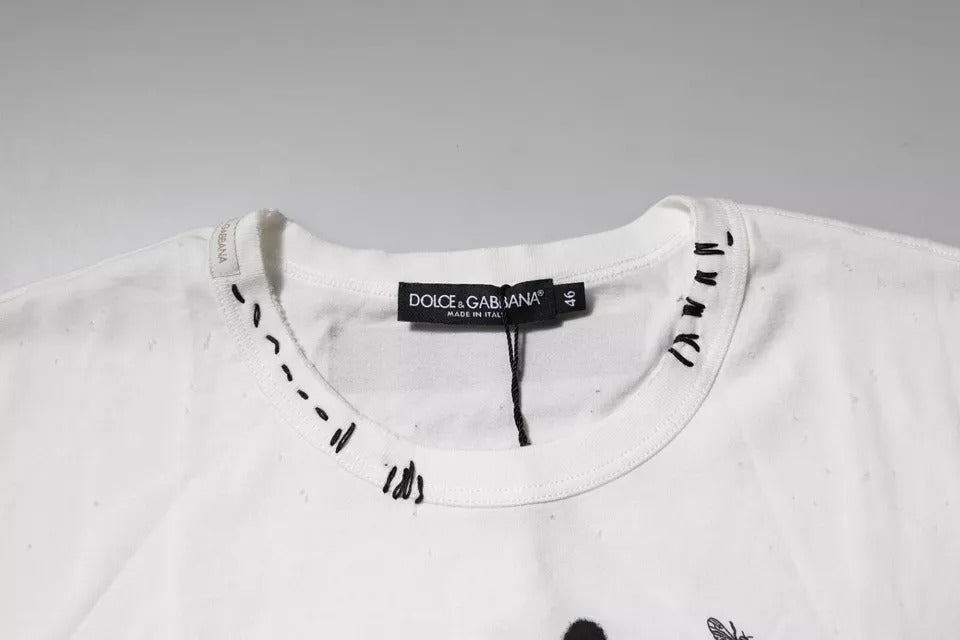 Dolce & Gabbana White Graphic Print Cotton Crew Neck T-shirt – IT46 | S par Dolce & Gabbana | Disponible sur Sandy Store ByNet