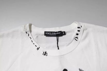 Dolce & Gabbana White Graphic Print Cotton Crew Neck T-shirt – IT46 | S par Dolce & Gabbana | Disponible sur Sandy Store ByNet
