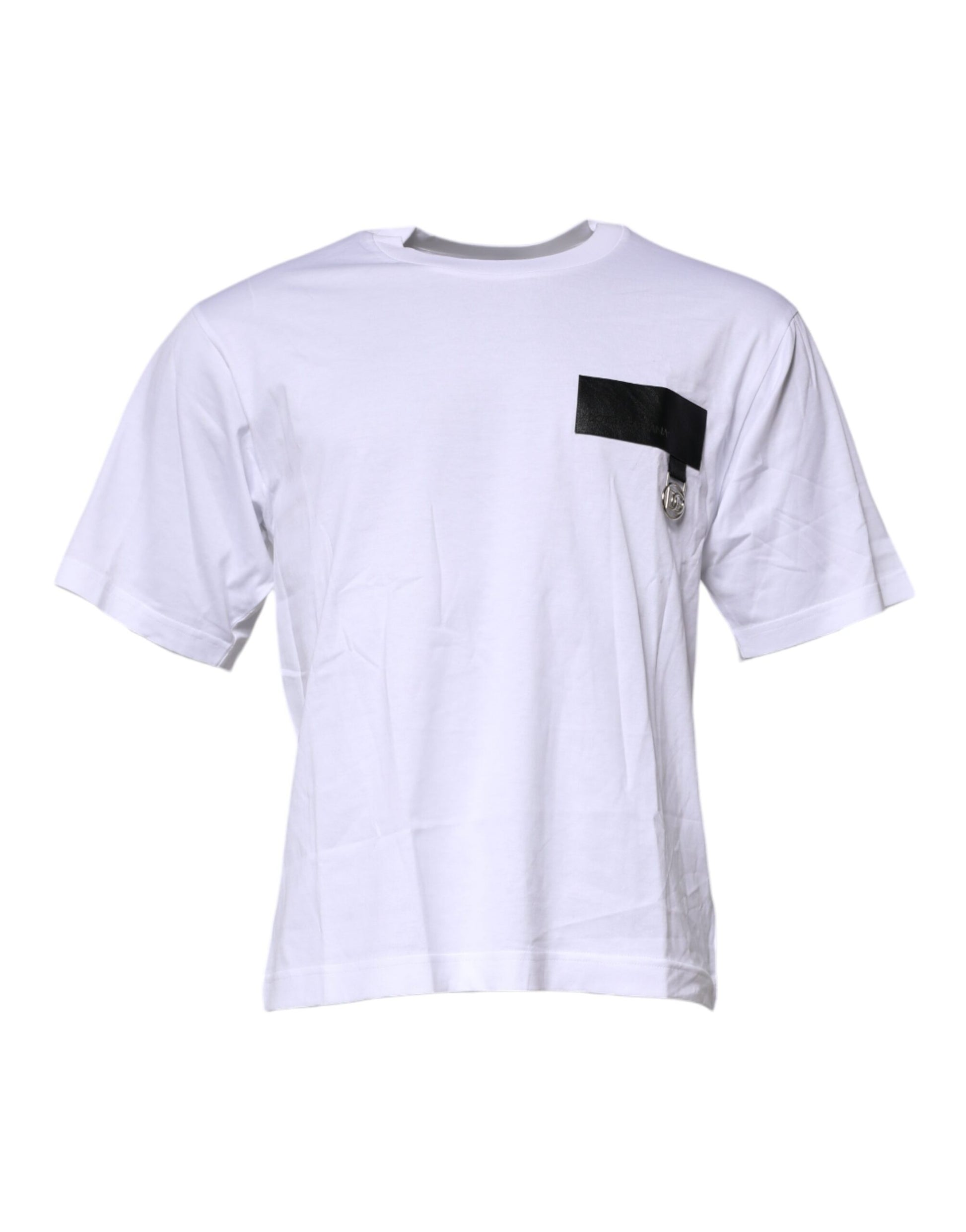 Dolce & Gabbana White Logo Patch Cotton Crew Neck T-shirt – IT44 | XS par Dolce & Gabbana | Disponible sur Sandy Store ByNet