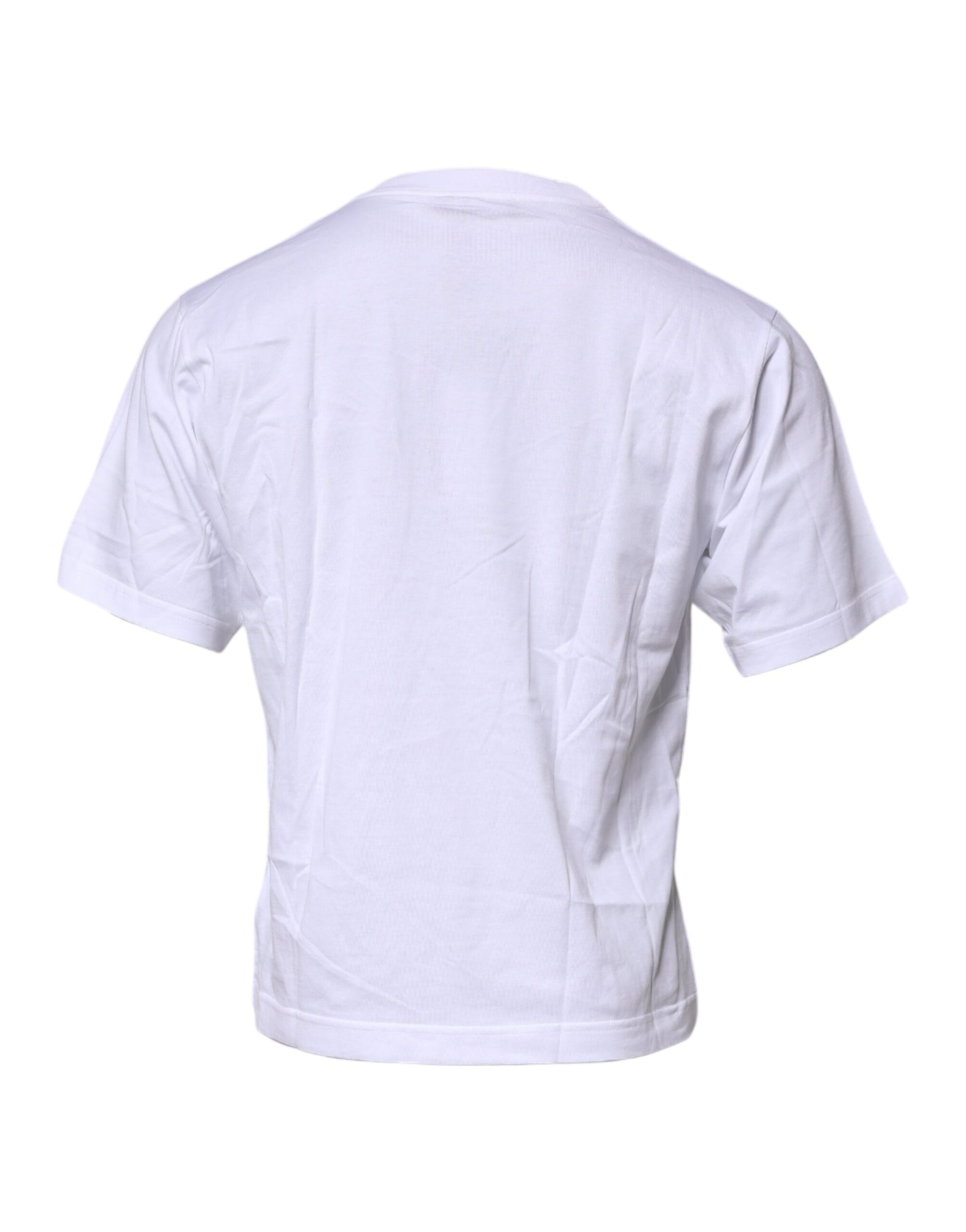 Dolce & Gabbana White Logo Patch Cotton Crew Neck T-shirt – IT44 | XS par Dolce & Gabbana | Disponible sur Sandy Store ByNet