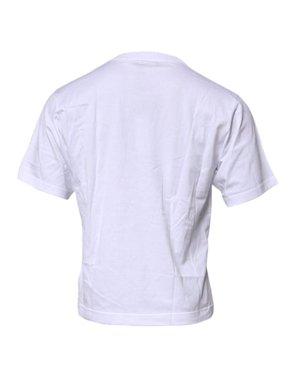 Dolce & Gabbana White Logo Patch Cotton Crew Neck T-shirt – IT44 | XS par Dolce & Gabbana | Disponible sur Sandy Store ByNet