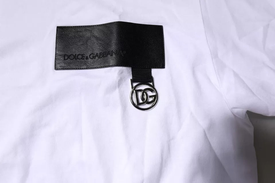 Dolce & Gabbana White Logo Patch Cotton Crew Neck T-shirt – IT44 | XS par Dolce & Gabbana | Disponible sur Sandy Store ByNet