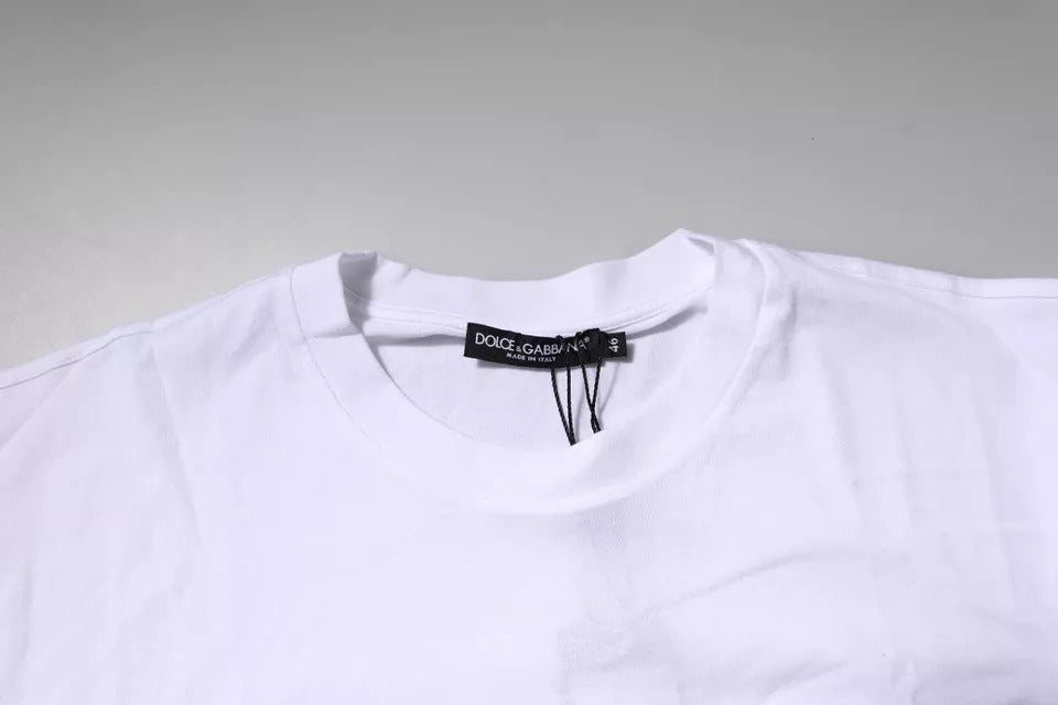 Dolce & Gabbana White Logo Patch Cotton Crew Neck T-shirt – IT44 | XS par Dolce & Gabbana | Disponible sur Sandy Store ByNet