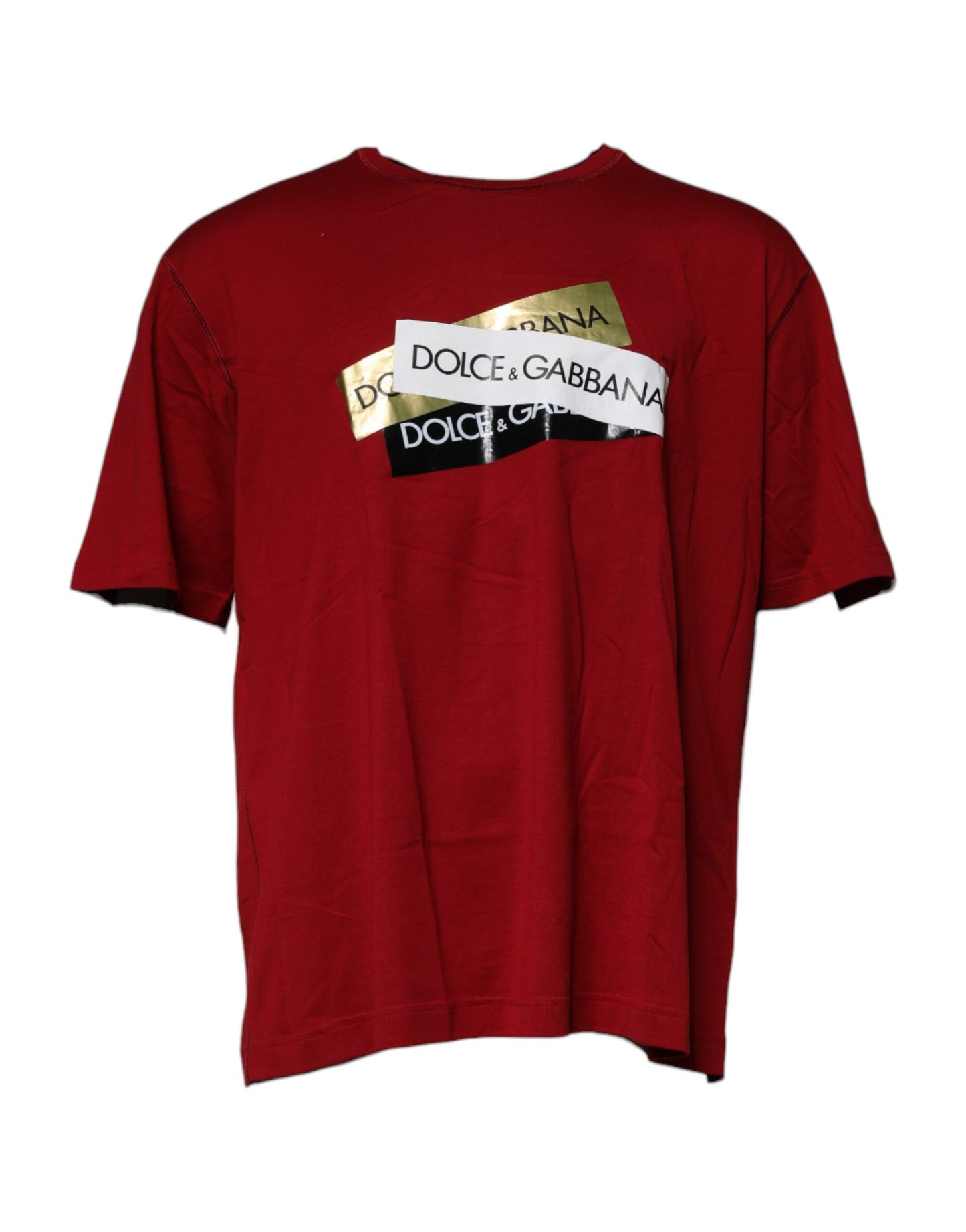 Dolce & Gabbana Red Logo Tape Cotton Crew Neck T-shirt – IT44 | XS par Dolce & Gabbana | Disponible sur Sandy Store ByNet