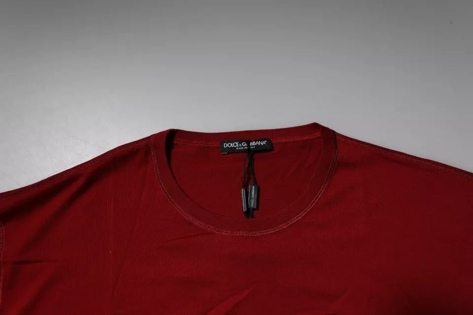 Dolce & Gabbana Red Logo Tape Cotton Crew Neck T-shirt – IT44 | XS par Dolce & Gabbana | Disponible sur Sandy Store ByNet