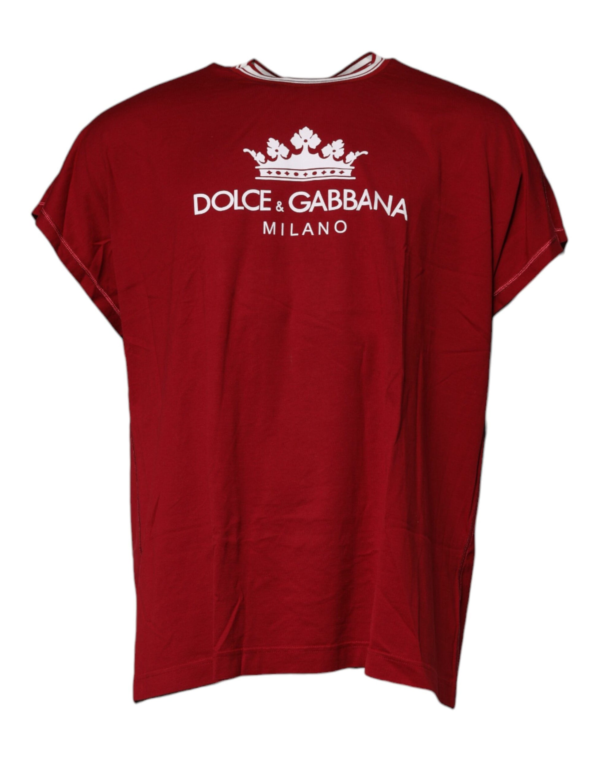 Dolce & Gabbana Red Logo Crown Cotton Crew Neck T-shirt – IT46 | S par Dolce & Gabbana | Disponible sur Sandy Store ByNet