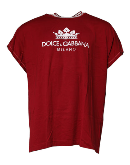 Dolce & Gabbana Red Logo Crown Cotton Crew Neck T-shirt – IT46 | S par Dolce & Gabbana | Disponible sur Sandy Store ByNet