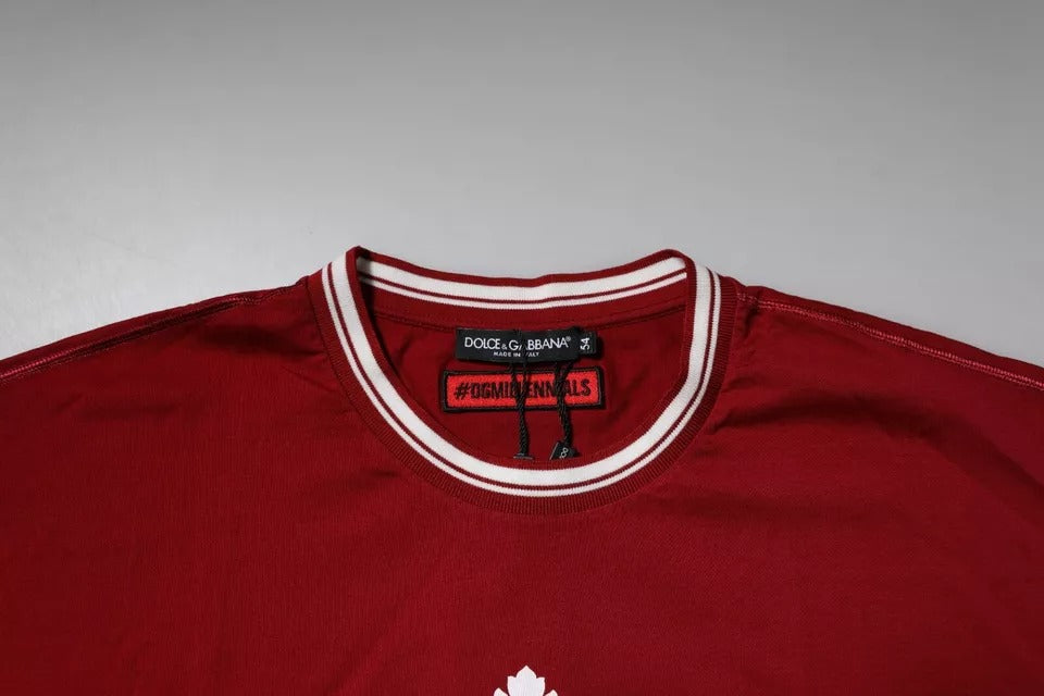 Dolce & Gabbana Red Logo Crown Cotton Crew Neck T-shirt – IT46 | S par Dolce & Gabbana | Disponible sur Sandy Store ByNet