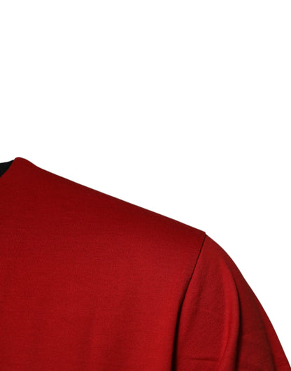 Camiseta de algodón con cuello redondo y corona con logotipo rojo de Dolce &amp; Gabbana