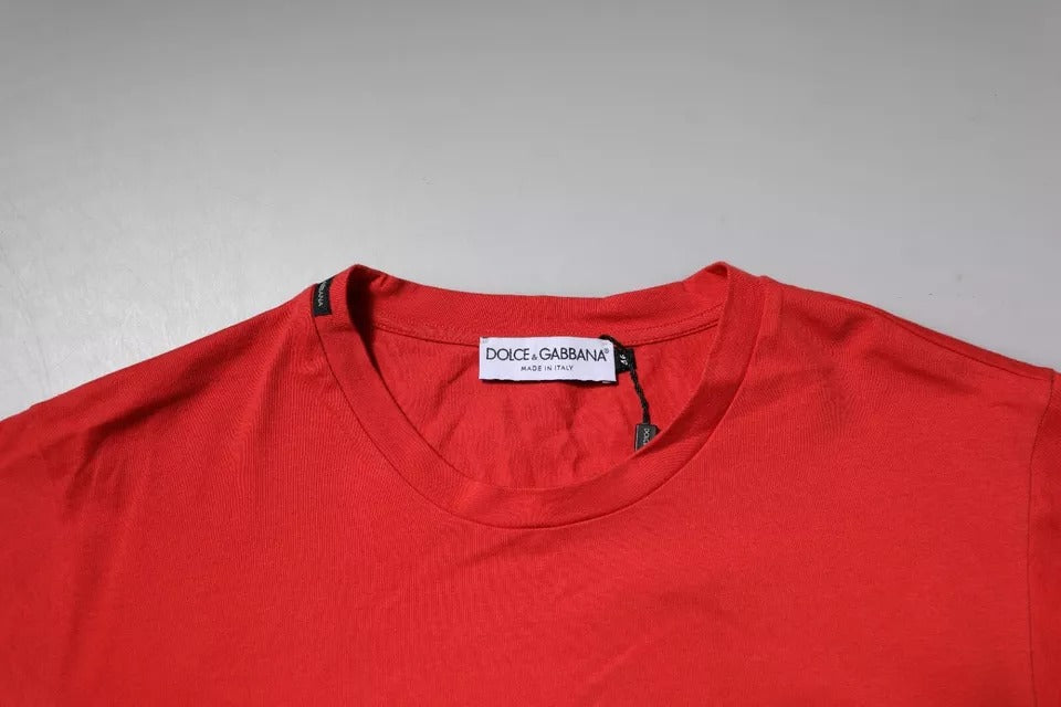 Dolce & Gabbana Red DG Logo Patch Cotton Crew Neck T-shirt – IT46 | S par Dolce & Gabbana | Disponible sur Sandy Store ByNet