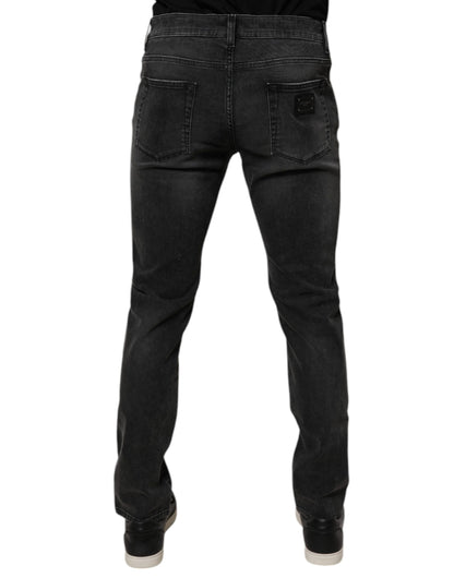 Dolce & Gabbana Black Cotton Stretch Skinny Men Denim Jeans – IT54 | XL par Dolce & Gabbana | Disponible sur Sandy Store ByNet