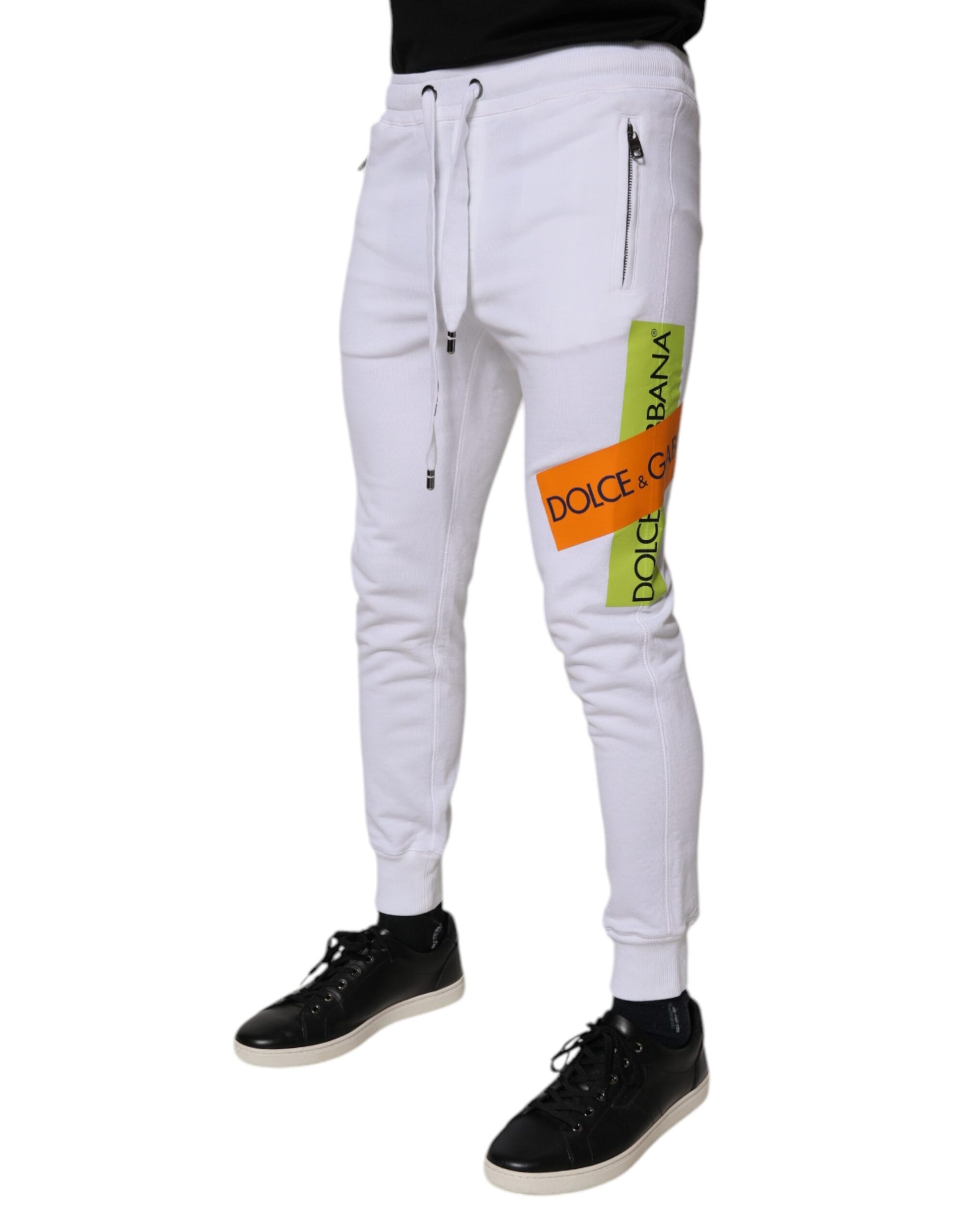 Dolce & Gabbana White Cotton Logo Jogger Pants – IT44 | XS par Dolce & Gabbana | Disponible sur Sandy Store ByNet