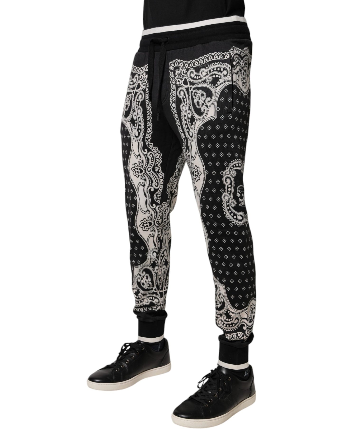 Dolce & Gabbana Black Bandana Cotton Jogger Pants – IT50 | L par Dolce & Gabbana | Disponible sur Sandy Store ByNet