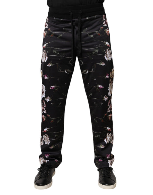 Dolce & Gabbana Black Floral Polyester Jogger Pants – IT44 | XS par Dolce & Gabbana | Disponible sur Sandy Store ByNet