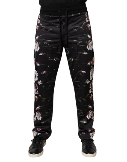 Dolce & Gabbana Black Floral Polyester Jogger Pants – IT44 | XS par Dolce & Gabbana | Disponible sur Sandy Store ByNet