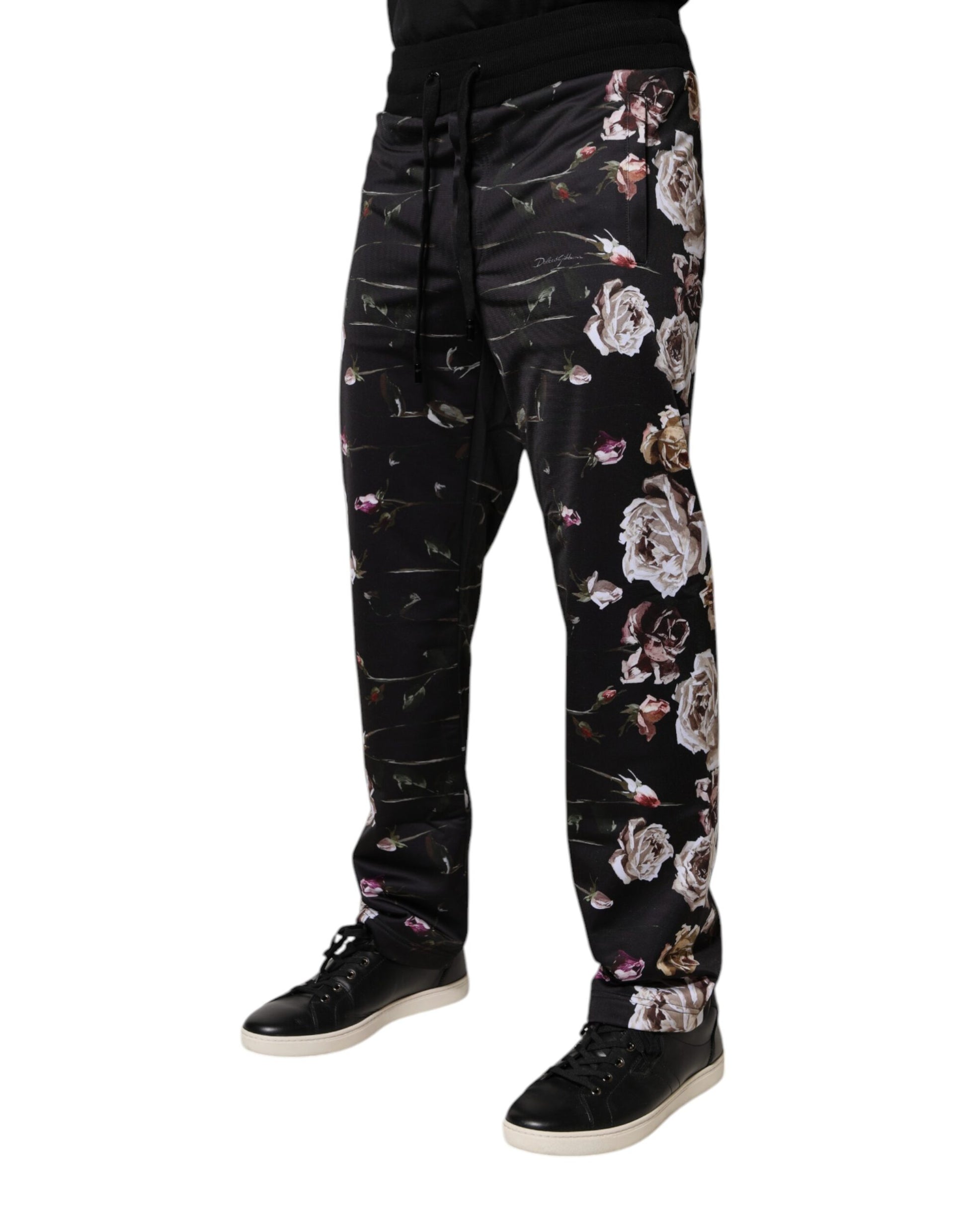 Dolce & Gabbana Black Floral Polyester Jogger Pants – IT44 | XS par Dolce & Gabbana | Disponible sur Sandy Store ByNet